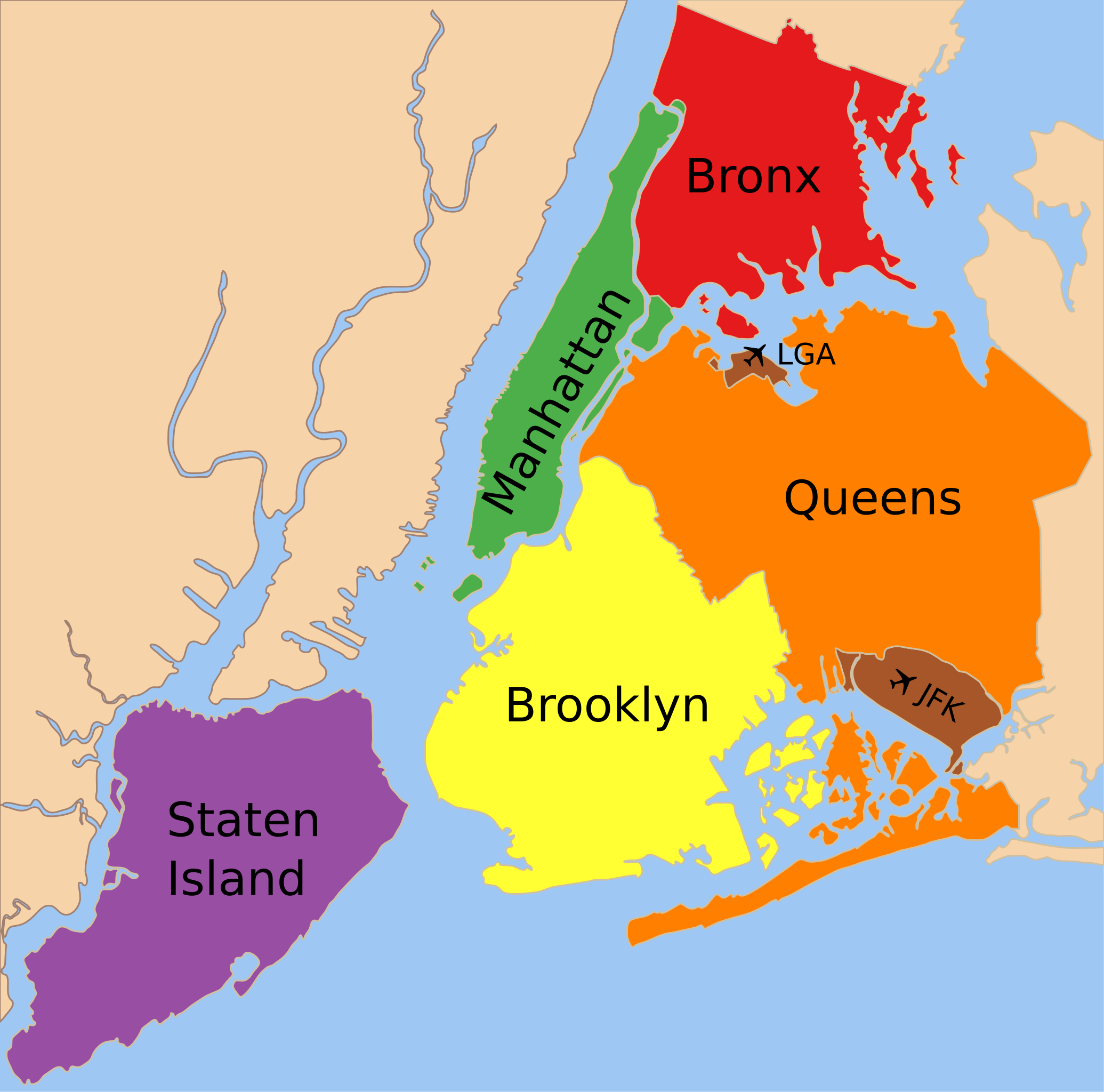 A map of New York City.